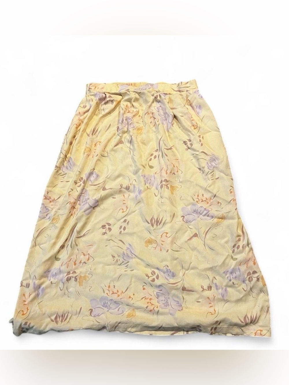 Sag Harbor Yellow Floral Maxi Skirt with Lavender Accents